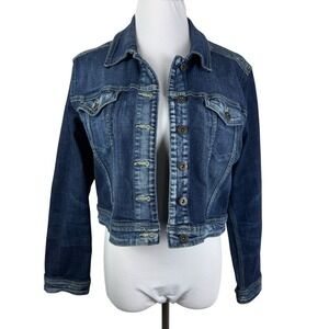 Lee Platinum Label Cropped Denim Jean Jacket Women's Large Dark Indigo‎ Blue